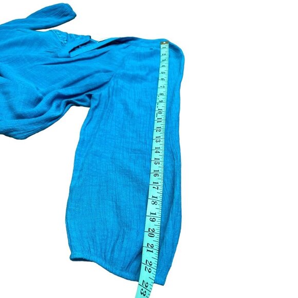 Counterparts Blue Knit Lace Trim Blouse 3/4 Sleeve Elastic Cuff Size M - Picture 7 of 12